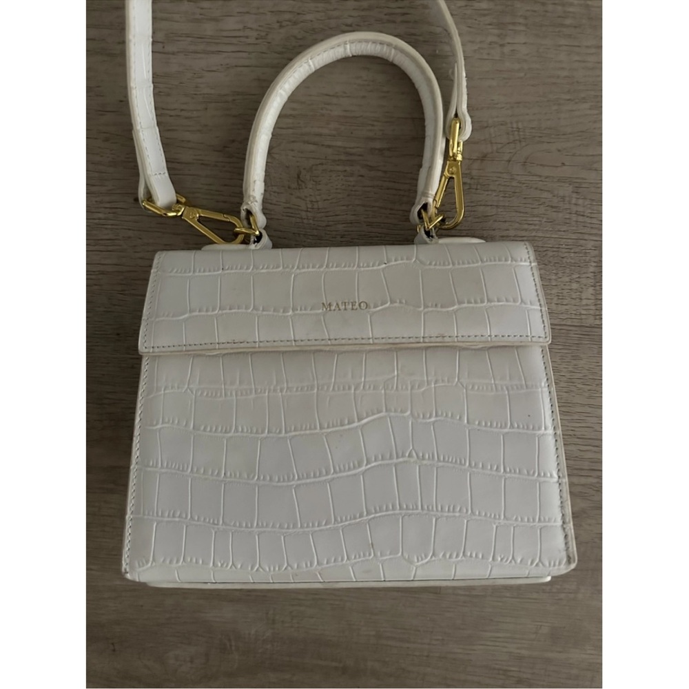 White Croc-Embossed Mateo Bag